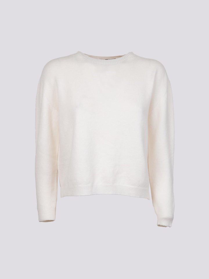 GIROCOLLO IN MAGLIA  CON MICRO SPACCHI LATERALI PANNA 0670/15 0248 BIMOR 
