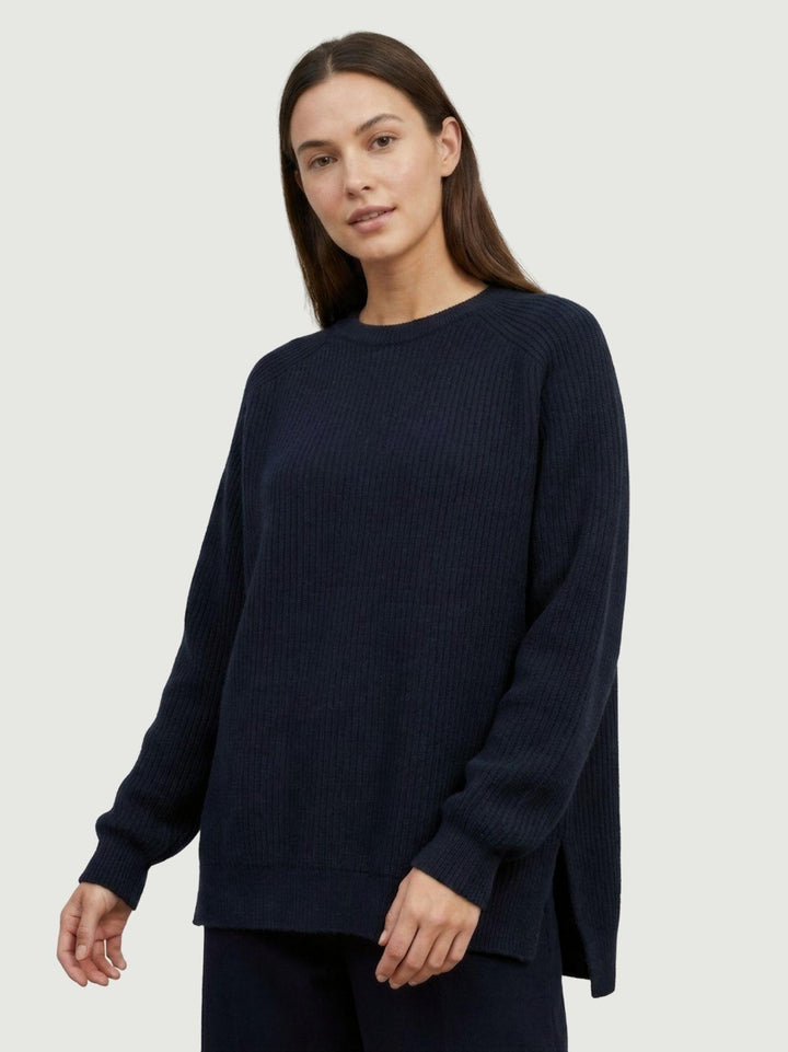 Maglia girocollo in lana e cashmere navy 14264M NAVY ANDREA MORANDO 