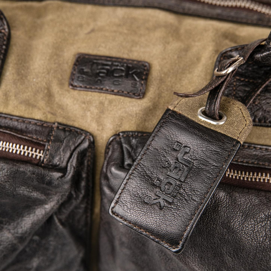 BORSONE VIAGGIO CON MANIGLIE E TASCHE IN PELLE BOARDING MIX 504 JACK LEATHER 