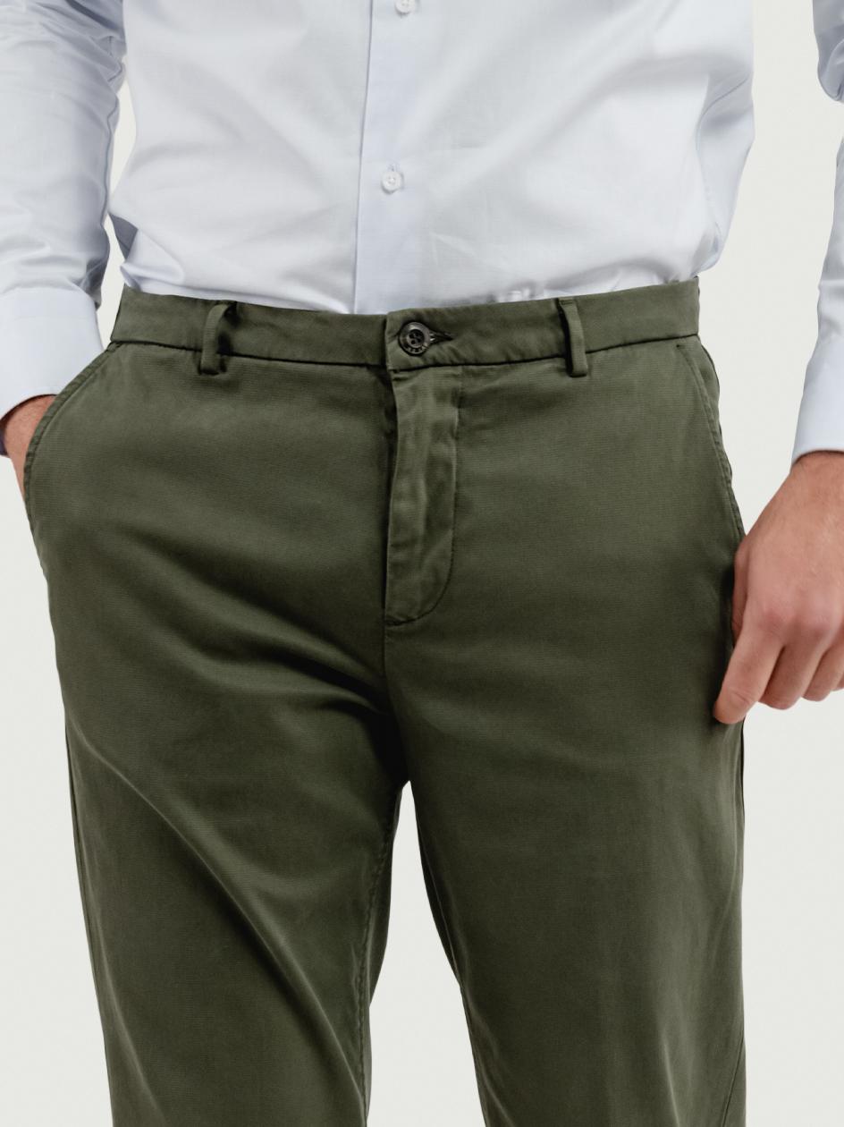PANTALONE  STRIKER IN COTONE CON MICROTRAMA VERDE PINO T617STR 691 NOLAB 