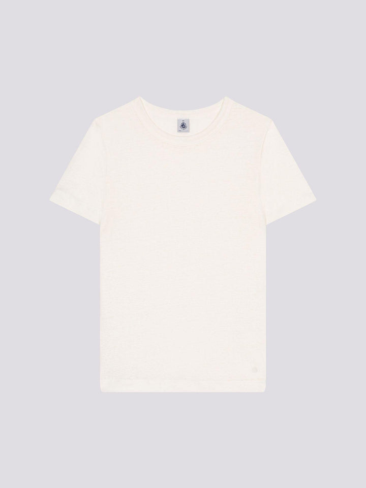 T-SHIRT L'ICONIQUE IN LINO BIANCA DA DONNA A0A4R 01 PETIT BATEAU 