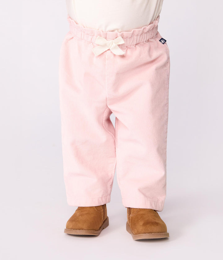 Pantaloni neonato in velluto rosa A0DVJ 02 PETIT BATEAU 