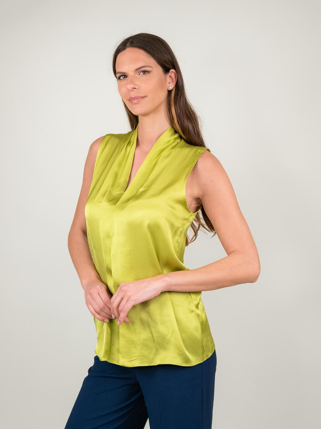 BLUSA SMANICATA IN RASO LIME M9861 LIME ANDREA MORANDO 