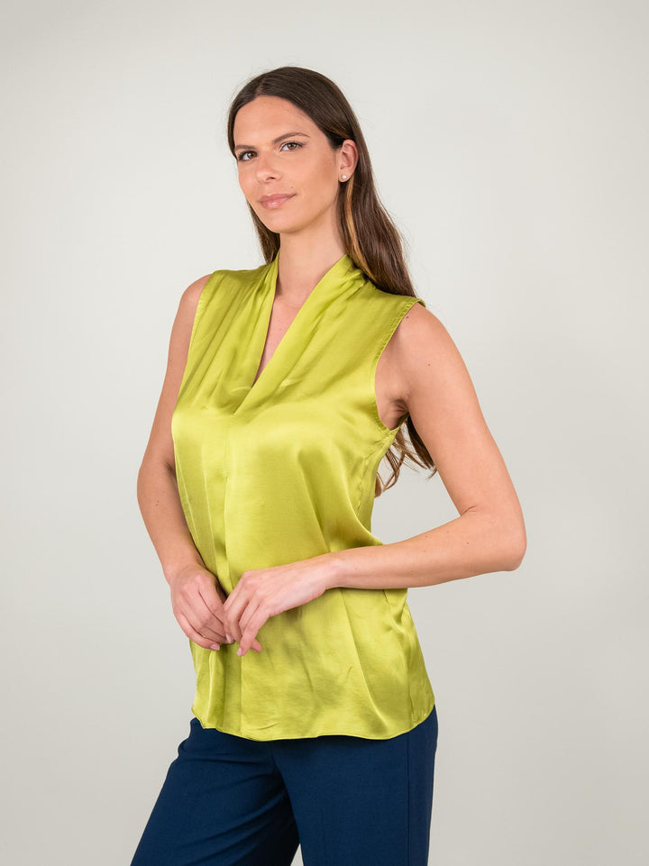 BLUSA SMANICATA IN RASO LIME M9861 LIME ANDREA MORANDO 