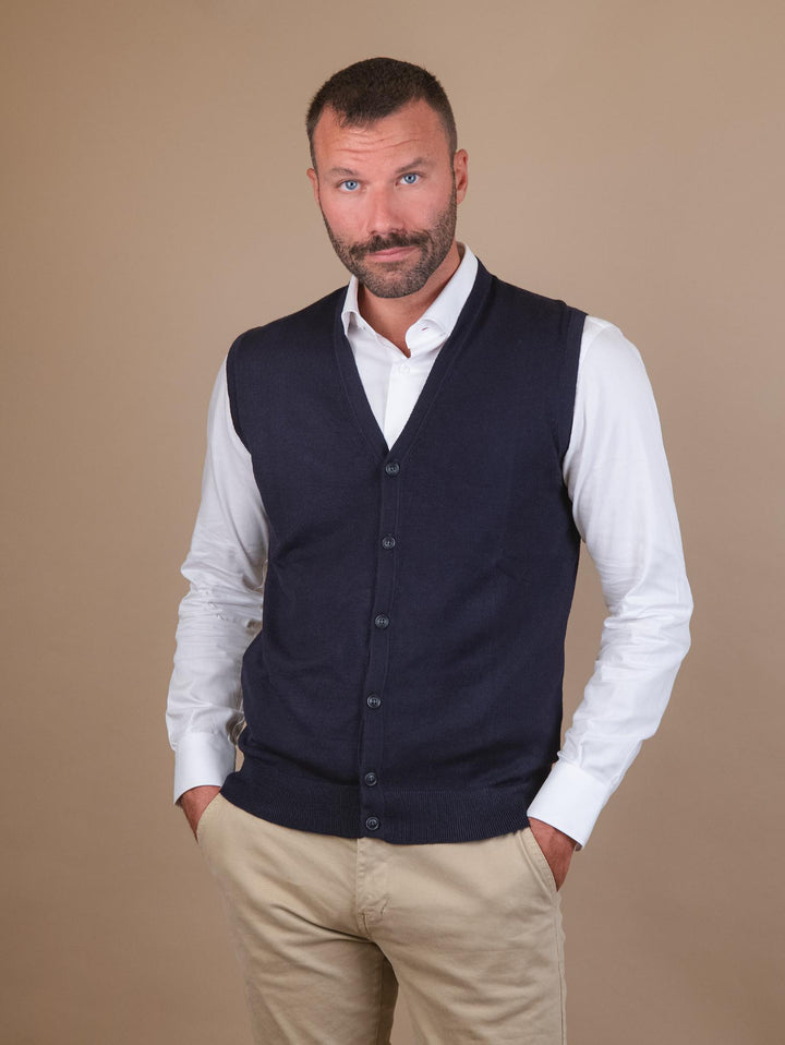 GILET CON BOTTONI NAVY 3002900 205 ANDREA MORANDO 