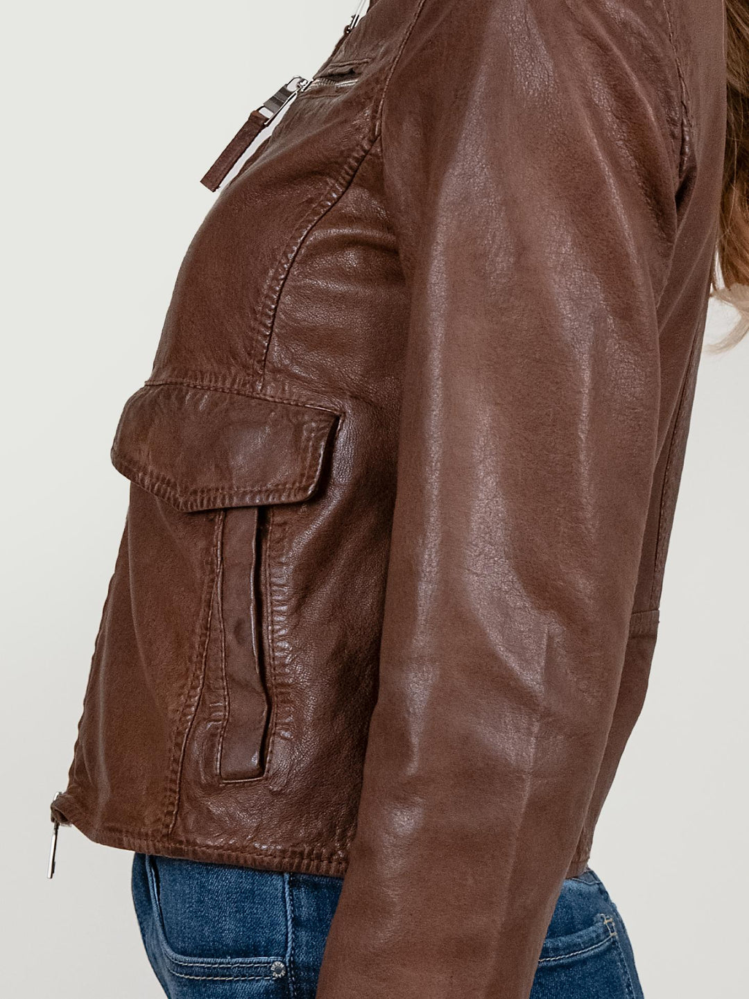 GIUBBOTTO IN PELLE EFFETTO VINTAGE MARRONE KOS 05 JACK LEATHER 