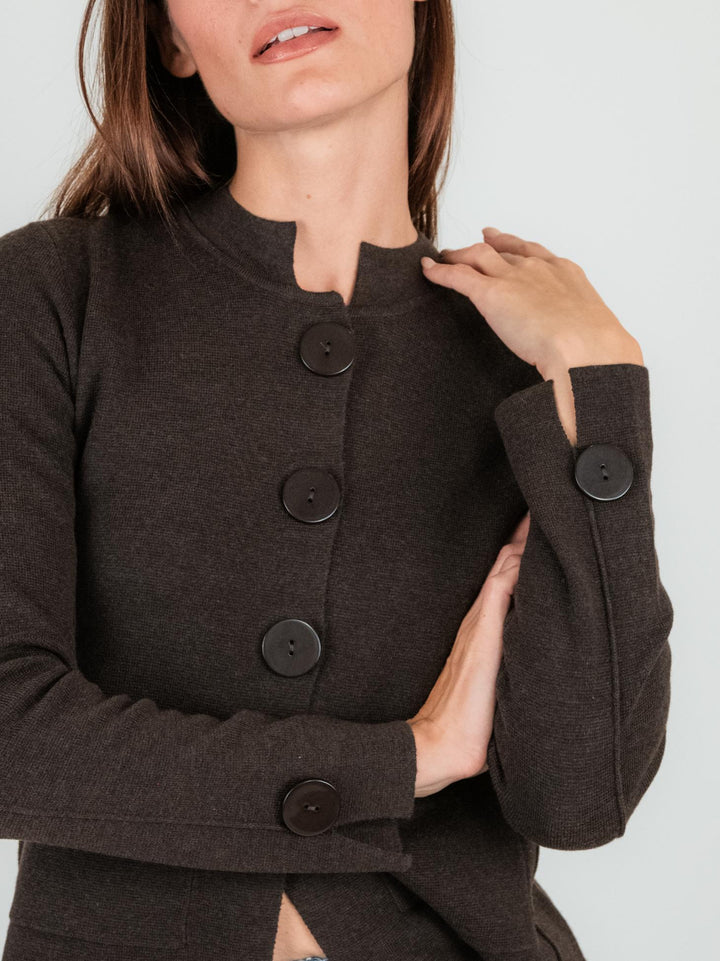 Giacca cardigan corto in lana marrone 245W1306 069 ANDREA MORANDO 