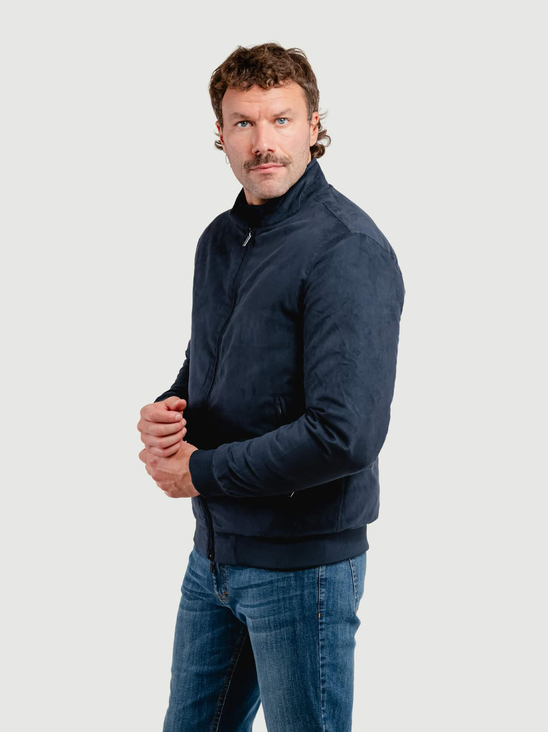 BOMBER IMBOTTITO IN ALCANTARA BLU NAVY BU26W06JKCOAT 201 ANDREA MORANDO 