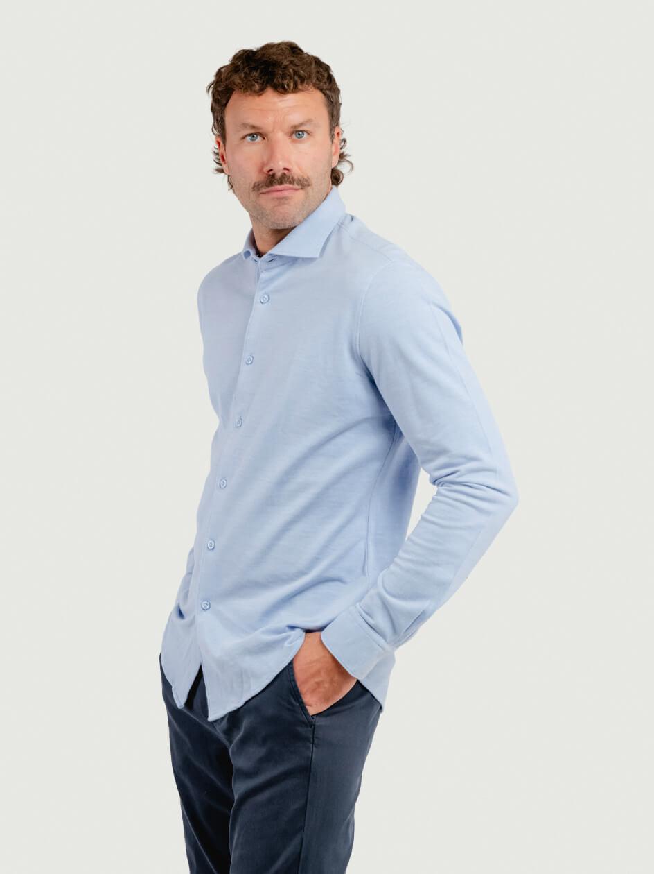 POLO CAMICIA IN COTONE PIQUET AZZURRA BU26W42CA 240 ANDREA MORANDO 