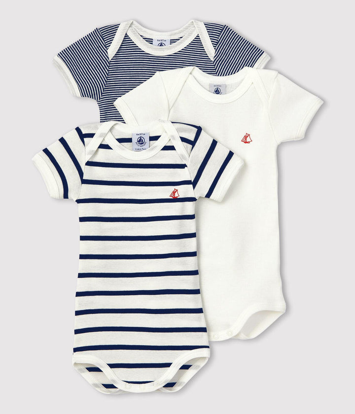 CONFEZIONE DA 3 BODY MANICA CORTA BEBÈ A01TC 00 PETIT BATEAU 