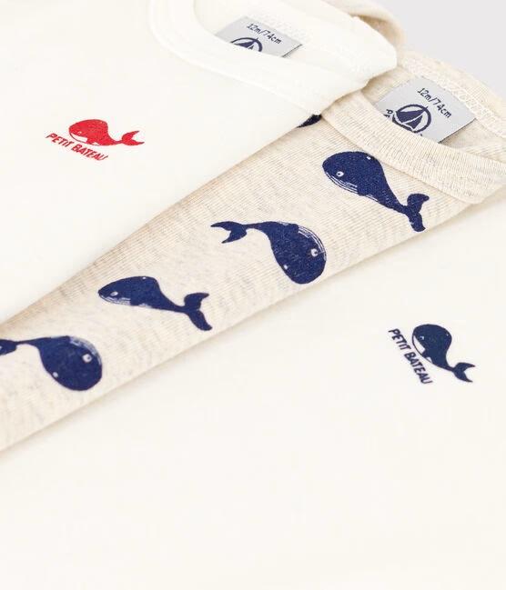 Confezione da 3 body bianco con motivo balene a maniche lunghe in cotone A0BG8 00 PETIT BATEAU 