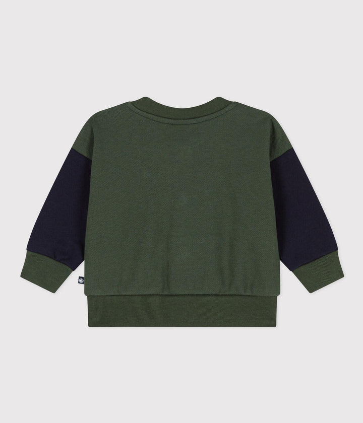 CAPPOTTO LETTER JACKET IN TESSUTO FELPATO VERDE E BLU PER BEBÈ A08H0 03 PETIT BATEAU 