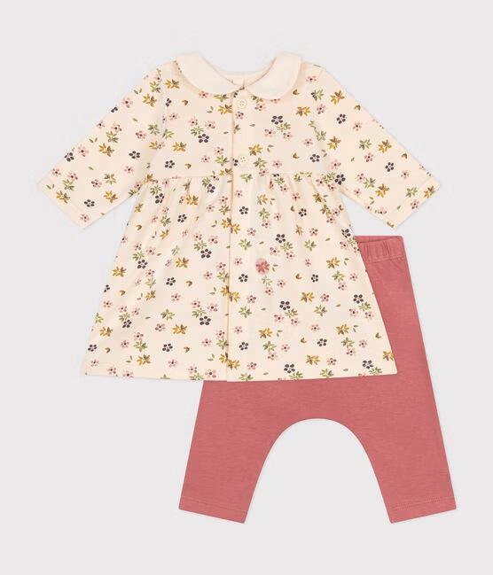 Abito bianco con stampa e leggings rosa in cotone A0BBX 01 PETIT BATEAU 