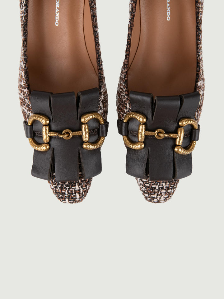 DÉCOLLETÉ' IN TWEED MARRONE CON MORSETTO