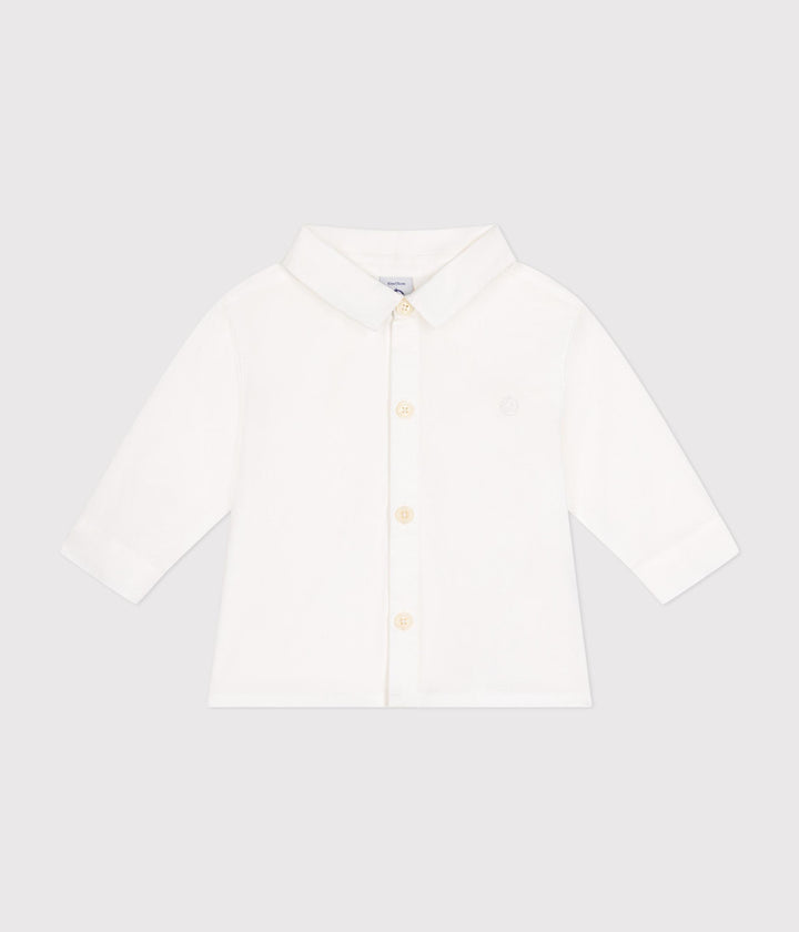 Camicia bianca in popeline neonato A0BC2 01 PETIT BATEAU 