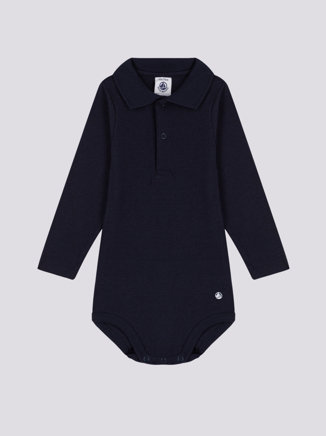 BODY A MANICA LUNGA BEBÈ CON COLLETTO POLO IN COTONE A05Q2 05 PETIT BATEAU 