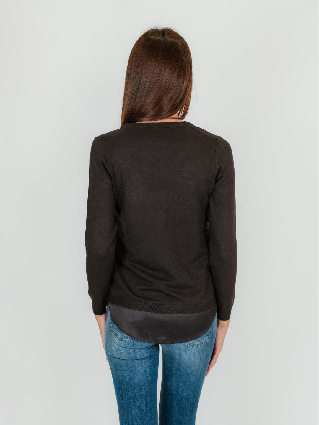MAGLIA CAMICIA tono su tono marrone 245W1001 069 ANDREA MORANDO 
