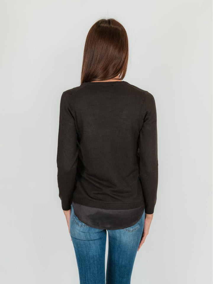 MAGLIA CAMICIA tono su tono marrone 245W1001 069 ANDREA MORANDO 