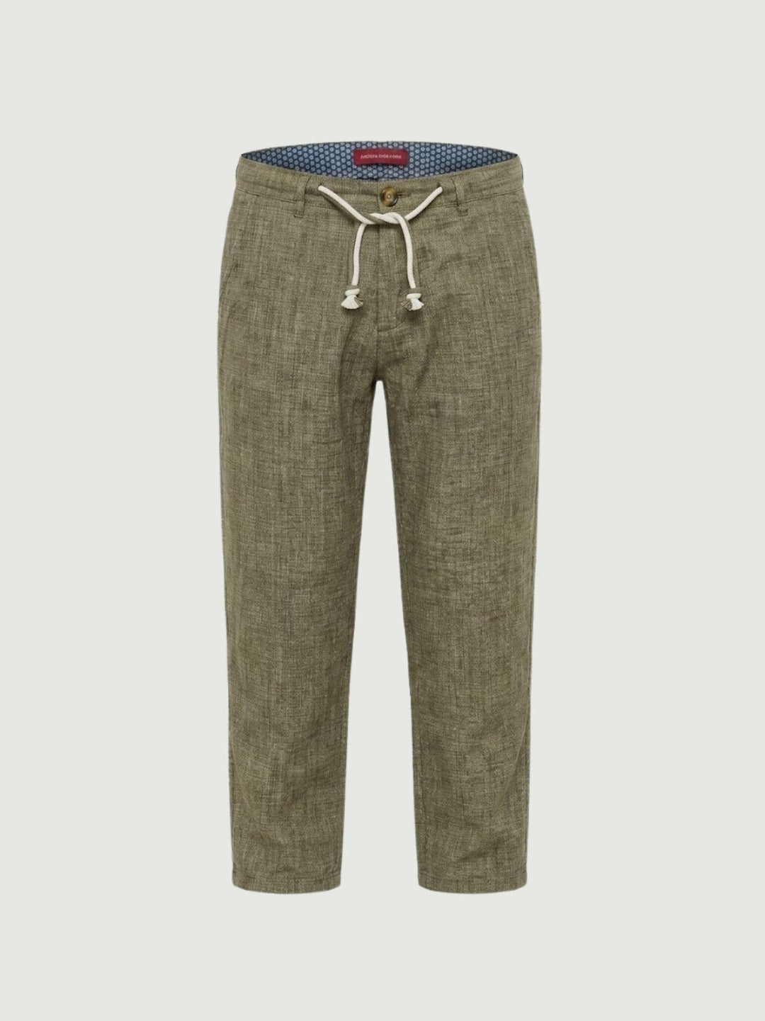Pantalone in cotone con coulisse fiammato verde militare PTN00622 ARMY ANDREA MORANDO 