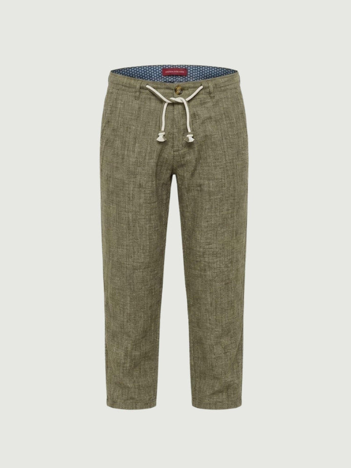 Pantalone in cotone con coulisse fiammato verde militare PTN00622 ARMY ANDREA MORANDO 