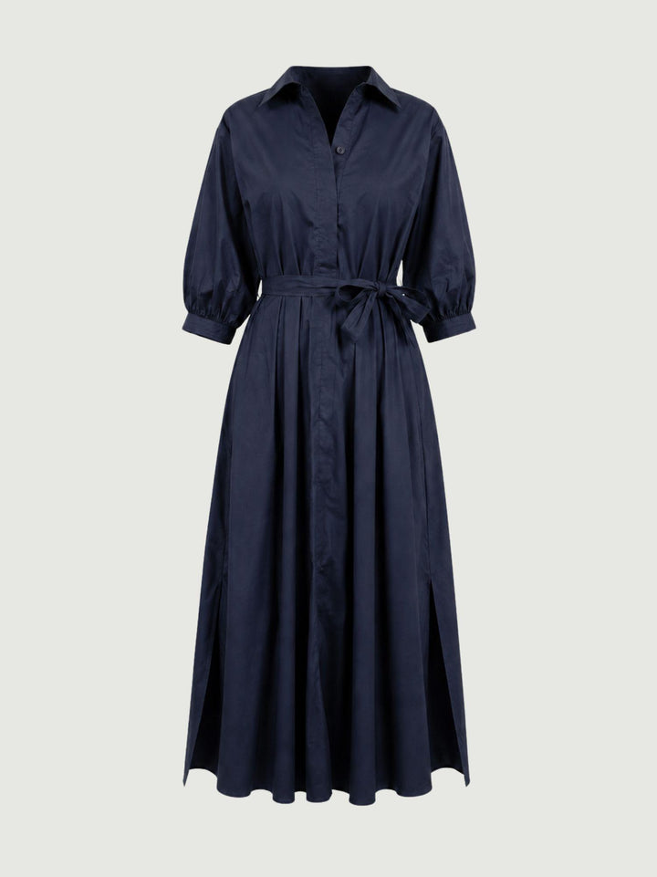 Abito chemisier in cotone navy 6AB025344 BLU ANDREA MORANDO 