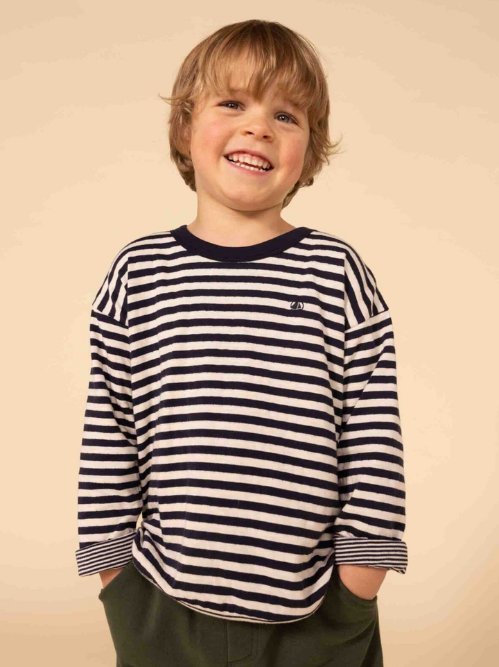 T-SHIRT MANICHE LUNGHE IN TUBIQUE BAMBINO A080Y 01 PETIT BATEAU 