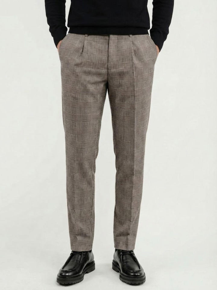 PANTALONE CON PENCES PRINCIPE DI GALLES GRIGIO BU26W10PAPA1544 718 ANDREA MORANDO 