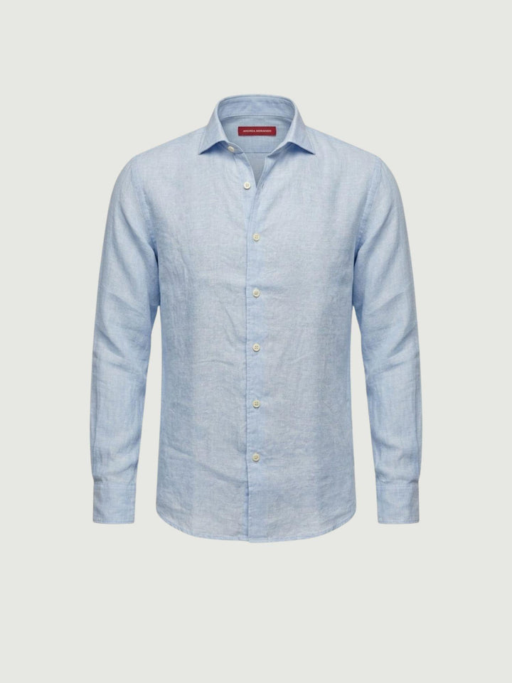 Camicia in lino azzurra chiaro BU26S02CALINENYARDDYED 240 ANDREA MORANDO 
