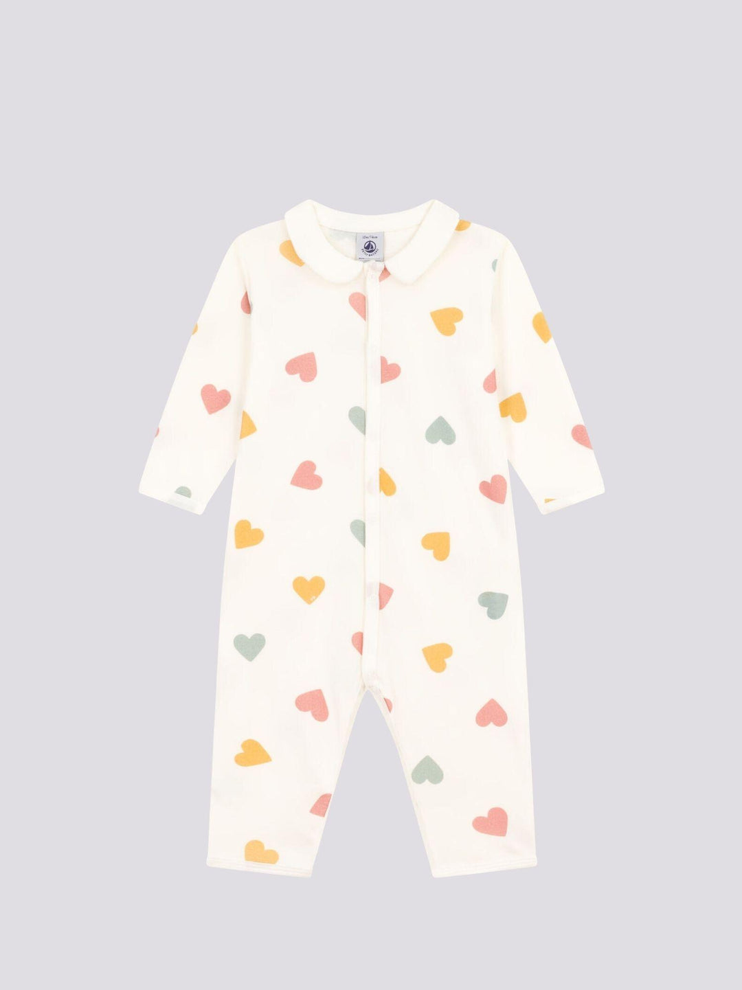 PIGIAMA BEBÈ SENZA PIEDI A CUORI MULTICOLORI IN COTONE A086C 01 PETIT BATEAU 