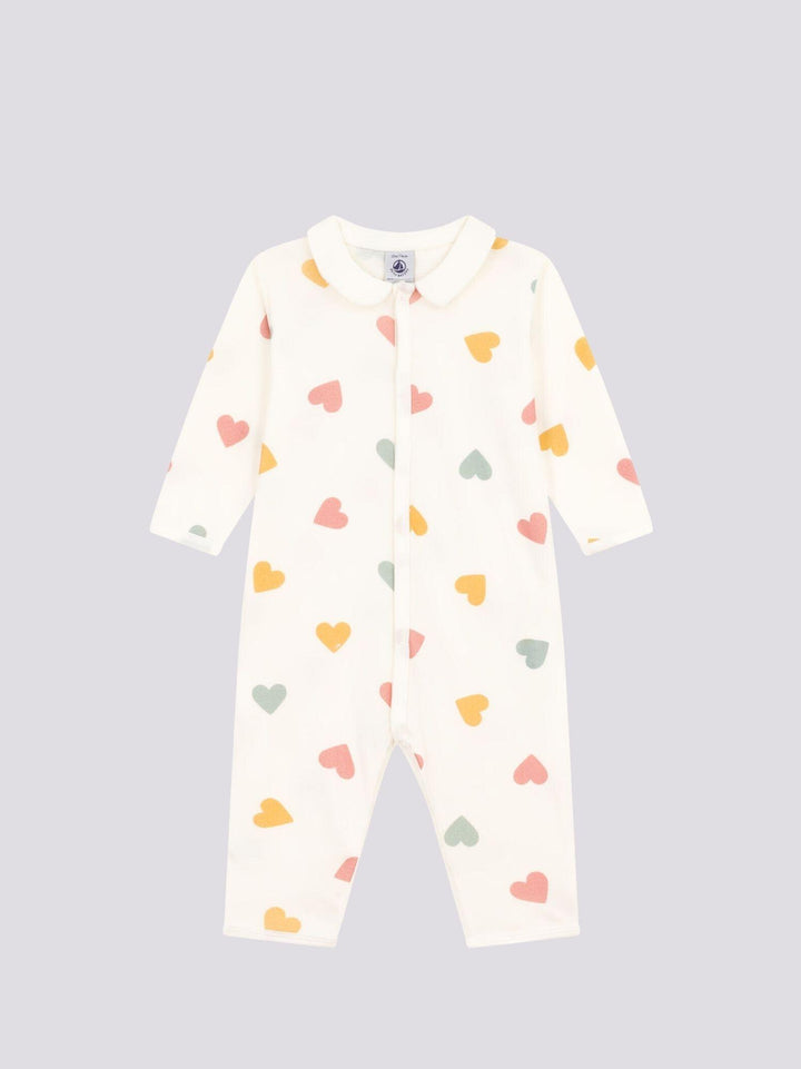 PIGIAMA BEBÈ SENZA PIEDI A CUORI MULTICOLORI IN COTONE A086C 01 PETIT BATEAU 