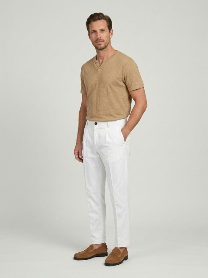Pantalone con tasche americane lino cotone bianco CO0515M 1000 ANDREA MORANDO 