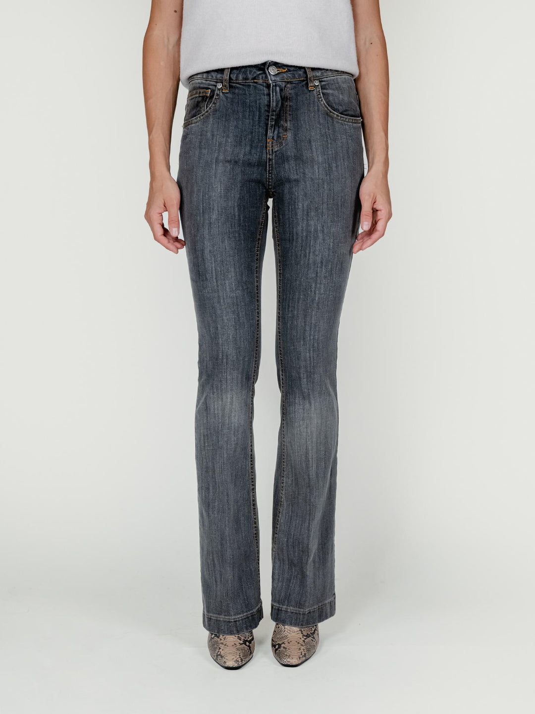 JEANS 5 TASCHE A ZAMPA GRIGIO MEDIO 830CAR NERO/GRIGIO ANDREA MORANDO 