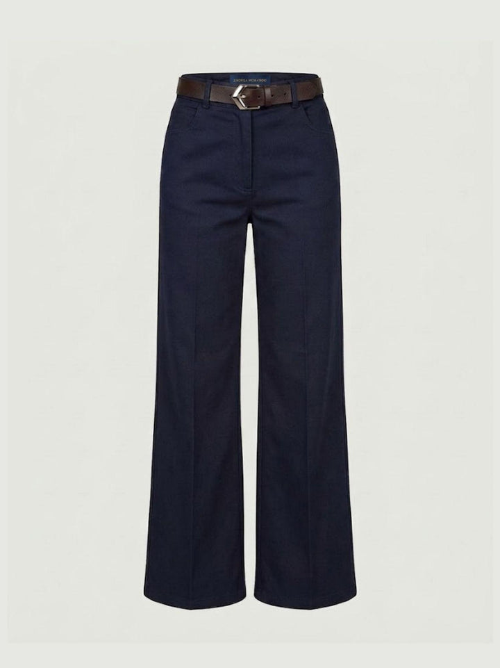 Pantalone a palazzo gamba ampia in cotone blu 5546 BLU ANDREA MORANDO 