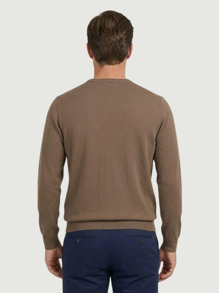 Maglia con scollo rotondo in cotone cacao 3700900 649 ANDREA MORANDO 