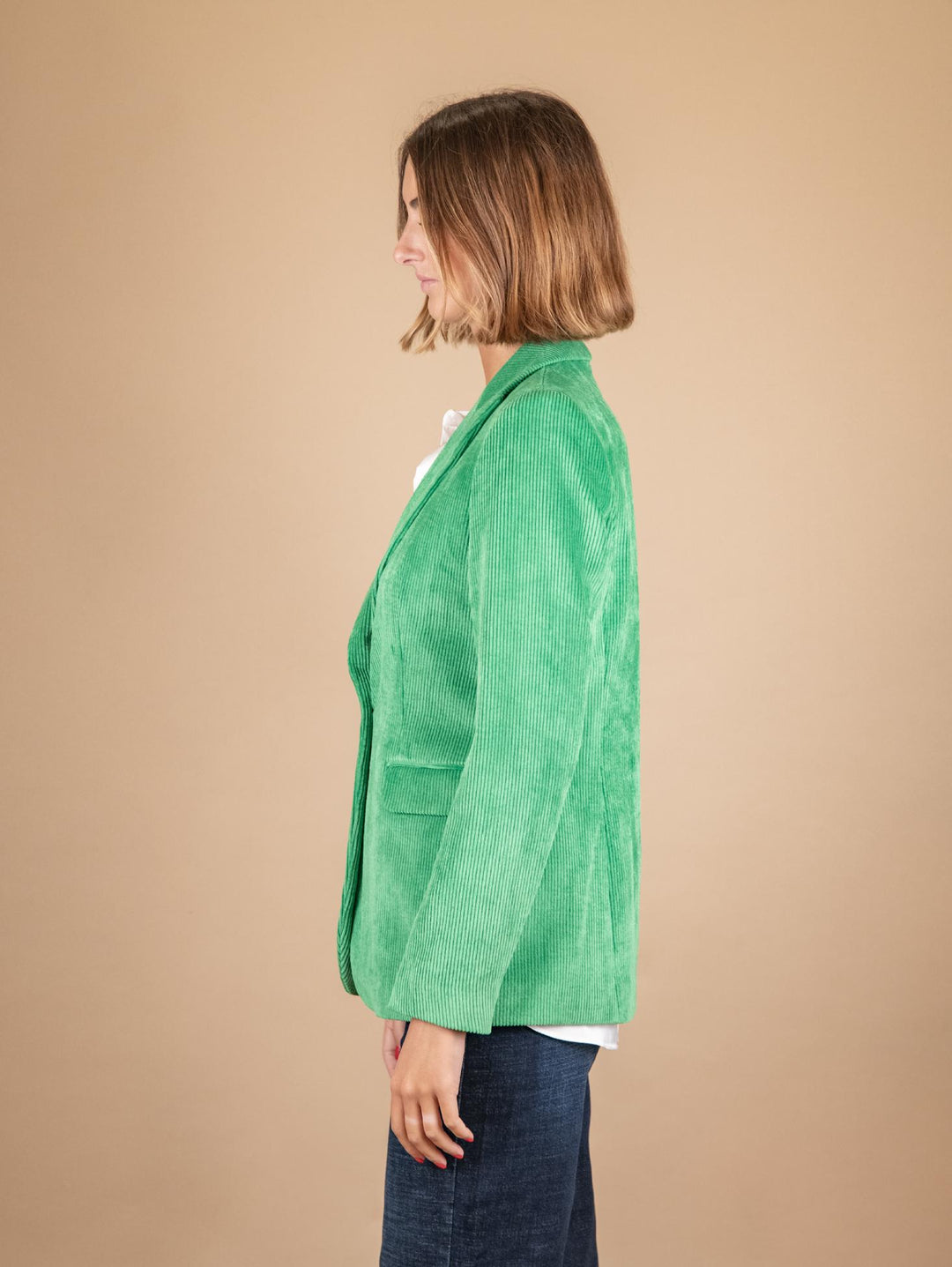 BLAZER MONOPETTO IN VELLUTO A COSTE VERDE 93351VRS 470 ANDREA MORANDO 