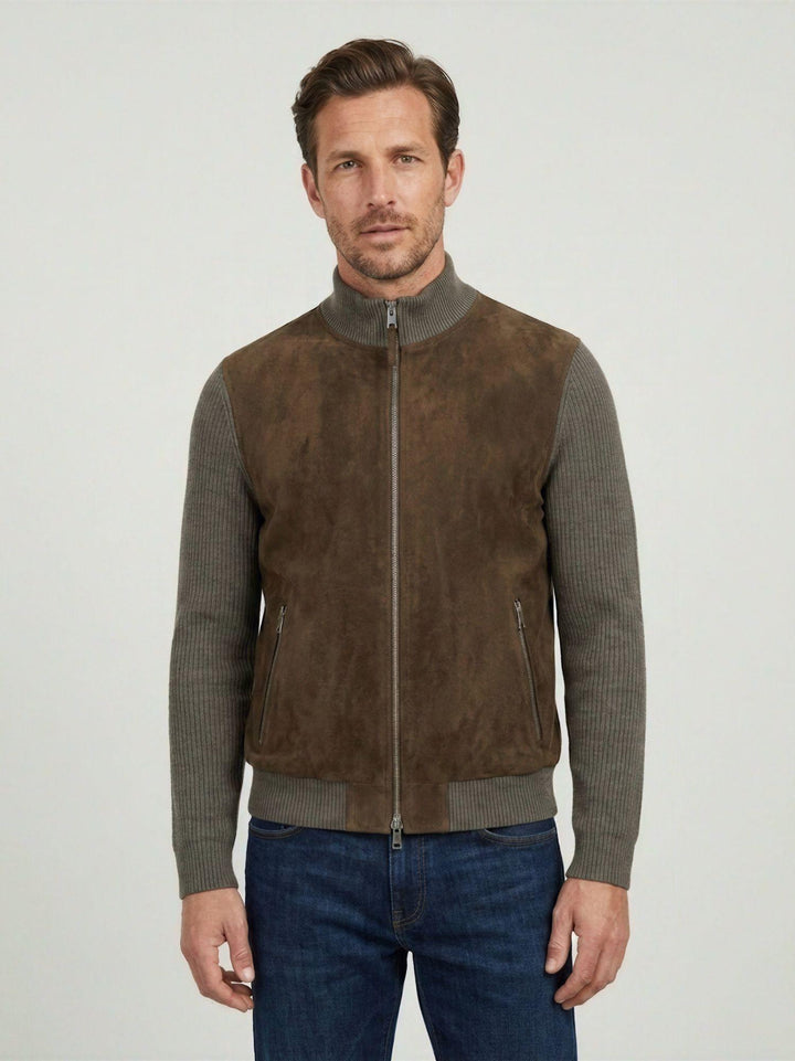 Giacca Derek Knit in camoscio e maglia verde militare DEREK 37 JACK LEATHER 