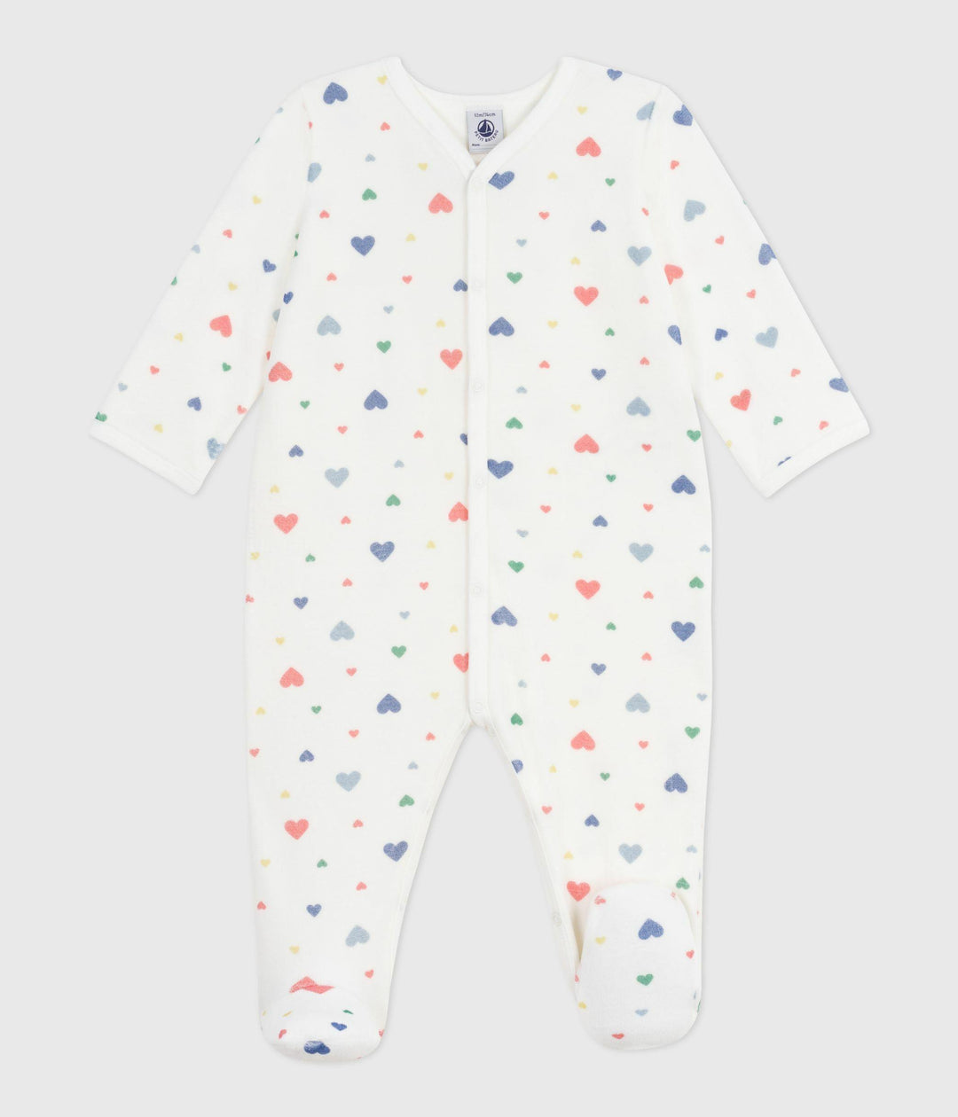 Pigiama in ciniglia con stampa a cuori neonato A0DVW 01 PETIT BATEAU 