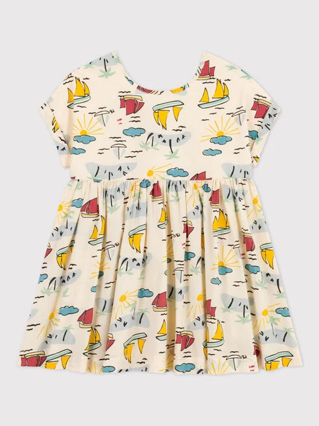 Abito a manica corta in popeline bambina A06WN 01 PETIT BATEAU 