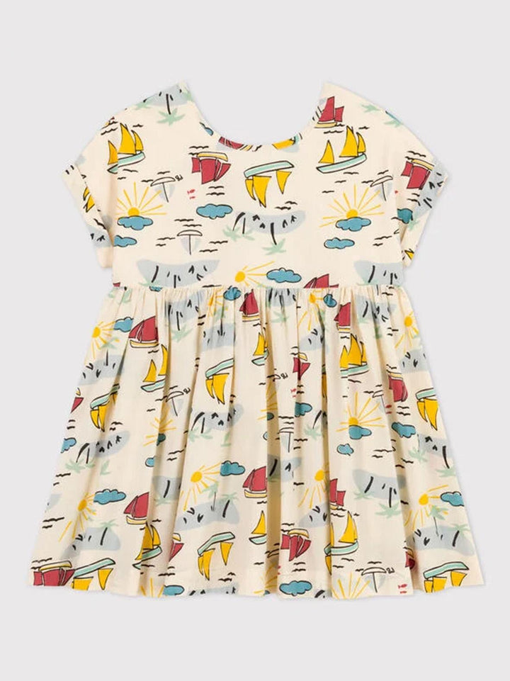 Abito a manica corta in popeline bambina A06WN 01 PETIT BATEAU 