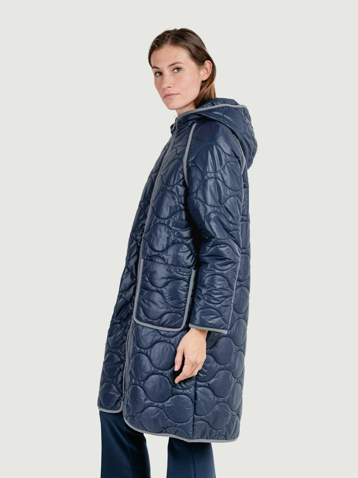 GIACCA A VENTO LUNGA TRAPUNTATA BLU 565NIGO421 51 ANDREA MORANDO 