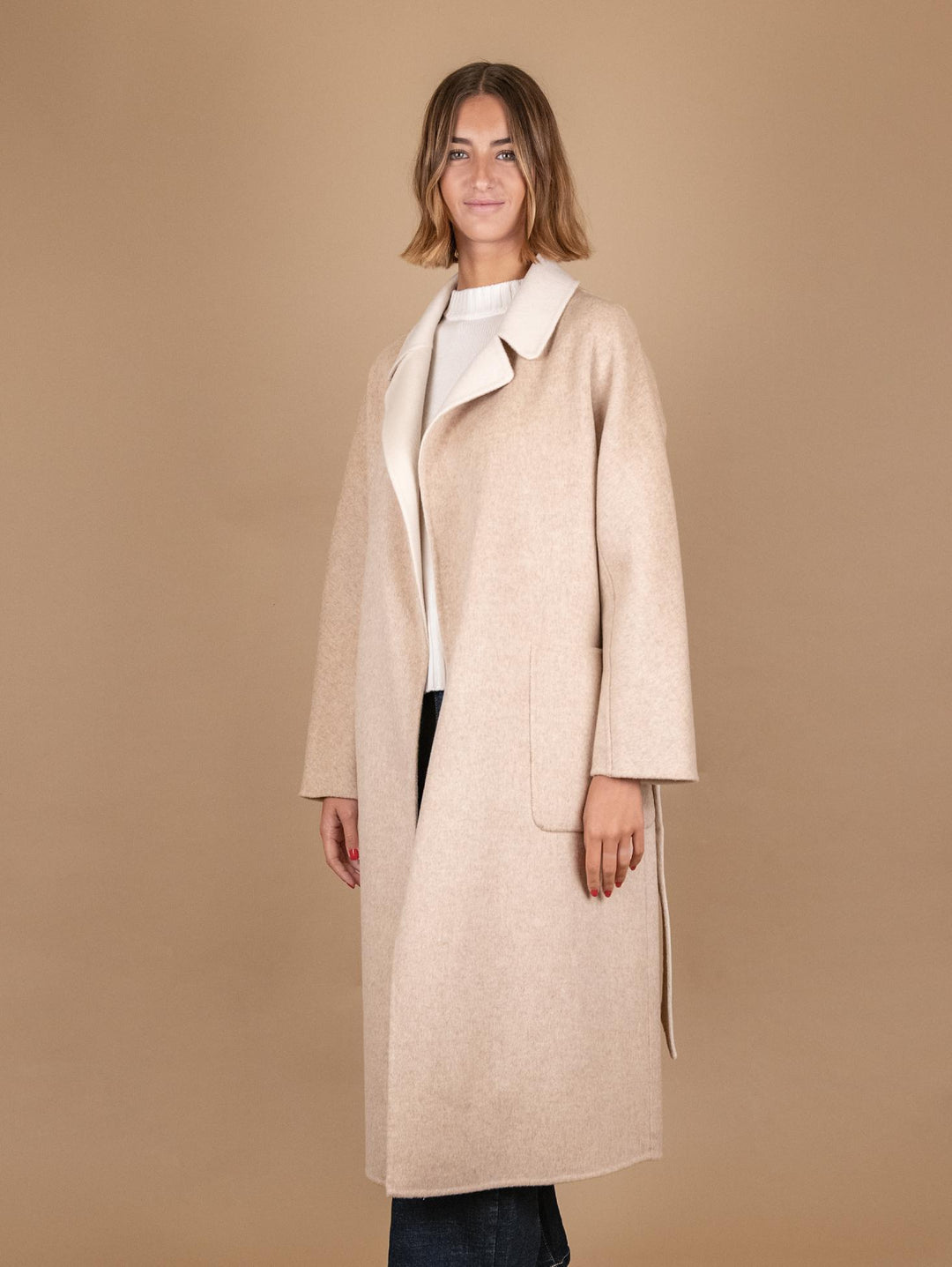 CAPPOTTO REVERSIBILE IN MISTO LANA BEIGE E PANNA 862D BEIGE/PANNA ANDREA MORANDO 