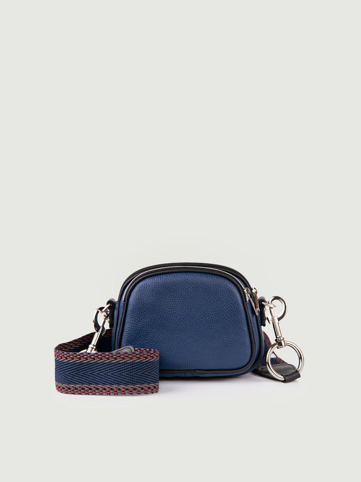 BORSA A TRACOLLA TRIS IN PELLE BLU TRIS BLU ANDREA MORANDO 