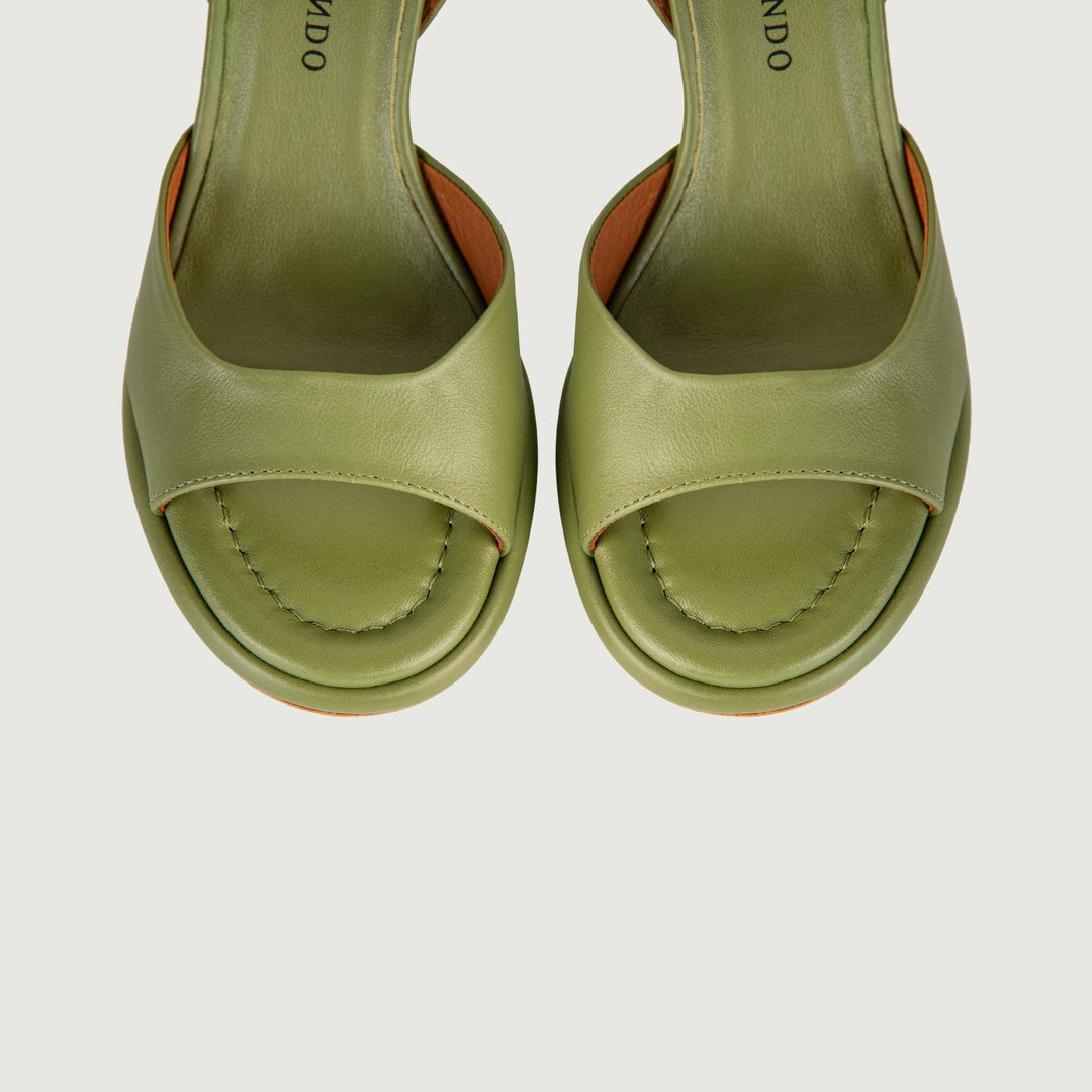 SANDALO IN PELLE VERDE CON TACCO A ROCCHETTO 24099/467A VERDE ANDREA MORANDO 