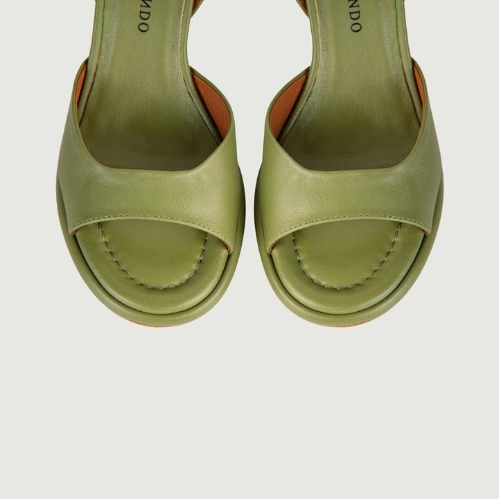 SANDALO IN PELLE VERDE CON TACCO A ROCCHETTO 24099/467A VERDE ANDREA MORANDO 