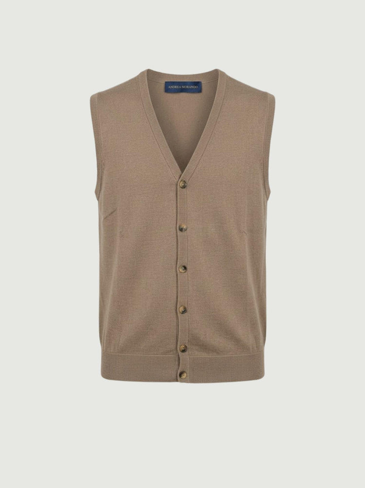Gilet in maglina beige 3702900 672 ANDREA MORANDO 