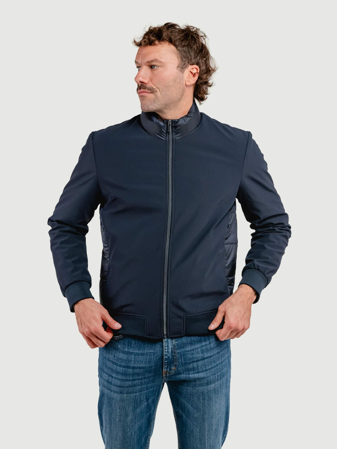 GIUBBOTTO IN TESSUTO TECNICO BLU NAVY BU26W09JKCOAT 201 ANDREA MORANDO 