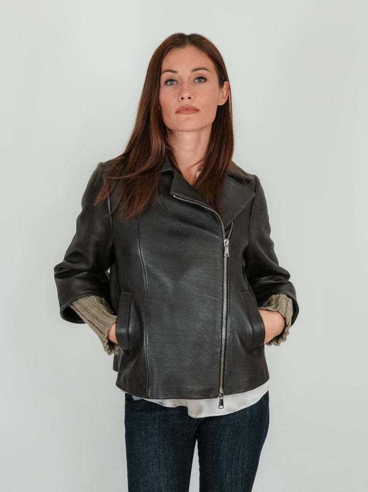 GIACCA IN PELLE GEMINI CON MANICHE IN MAGLIA GEMINI 06 JACK LEATHER 