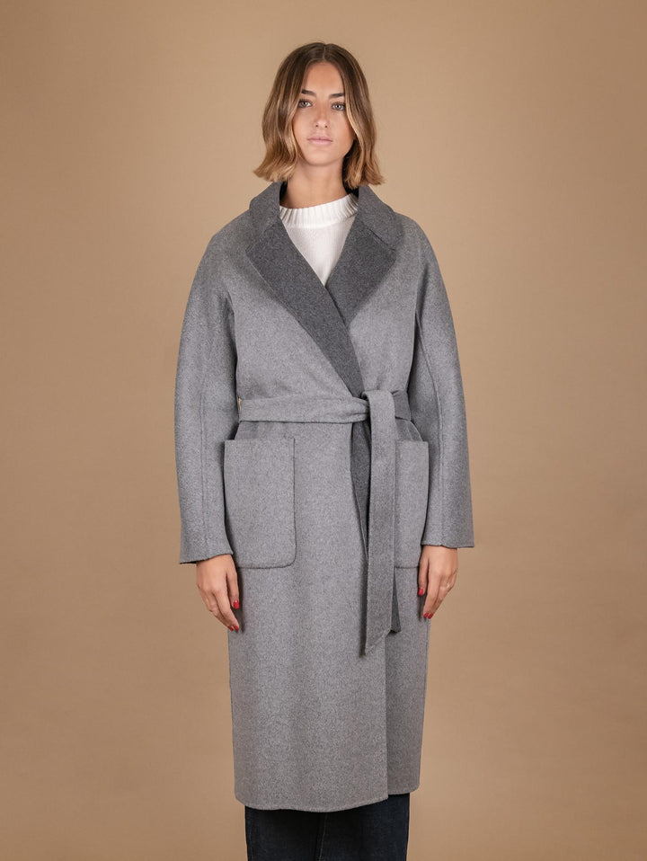 CAPPOTTO REVERSIBILE IN MISTO LANA ANTRACITE E GRIGIO PERLA 862D GRIGIO ANDREA MORANDO 