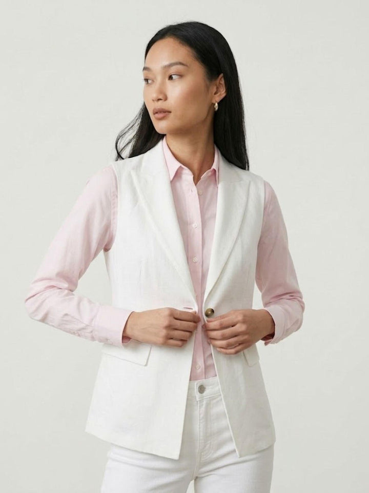 Gilet lungo in lino bianco 4497 BIANCO ANDREA MORANDO 