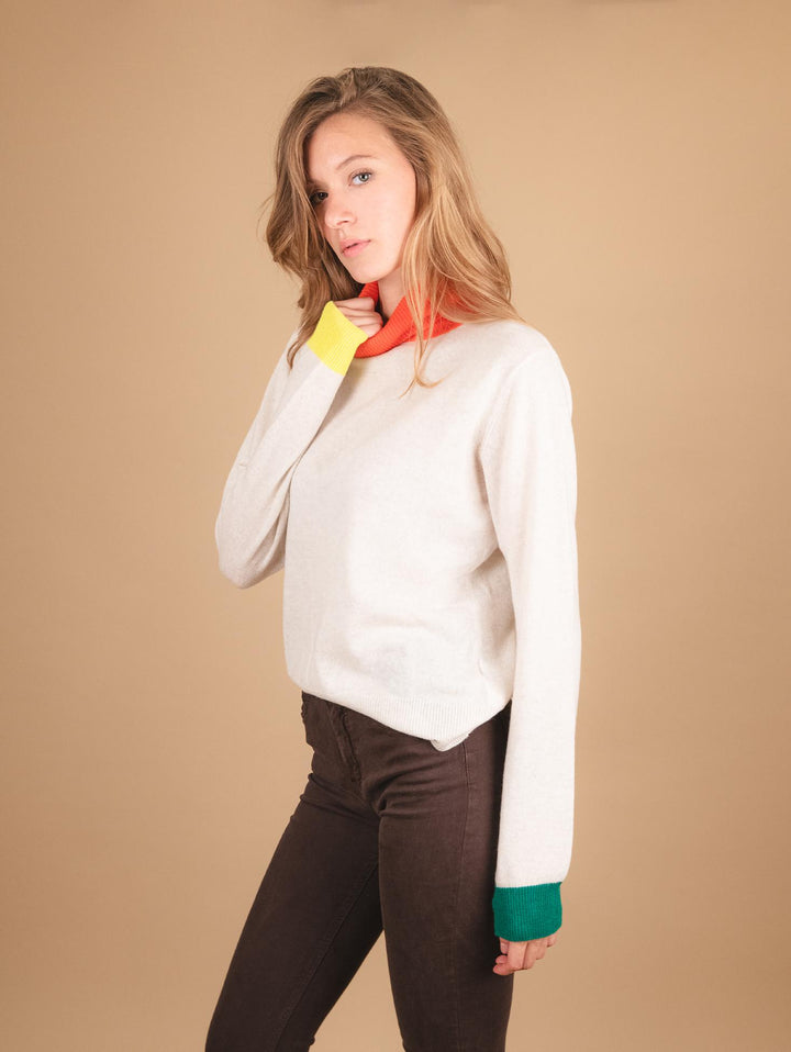 DOLCEVITA IN CASHMERE CON PROFILI MULTICOLOR "TELMA" TELMA POP NUAGE ABSOLUT CASHMERE 